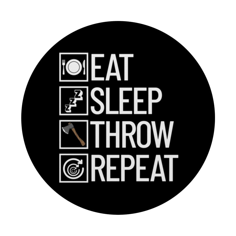 Eat Sleep Throw Repeat Axe Thrower Funny Axe Throwing PopSockets Swappable PopGrip, Black - Image 3