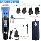 Masterclip Dog Clippers (Blue), Ultra Quiet; Professional Grooming Kit with Lightweight Cordless Trimmer. Rechargeable Showmate II Clipper Suitable for Dogs, Cats and Other Pet Hair (Blue) - Image 5