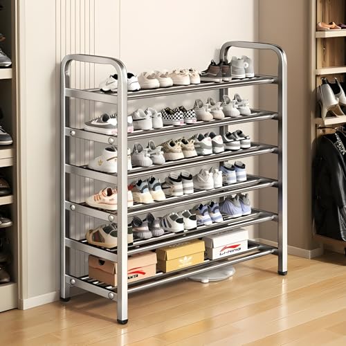 Étagère à chaussures 6 niveaux en acier inoxydable de 60cm
