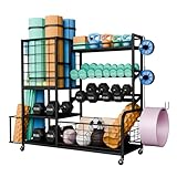 Bonvork XXL Dumbbell Rack Weight Stand Adjustable Heavy Duty Weight Rack for Dumbbells, Home Gym Storage Rack for Kettlebell, Balls,Yoga Mat Holder, Workout Equipment Storage Organizer with Wheels