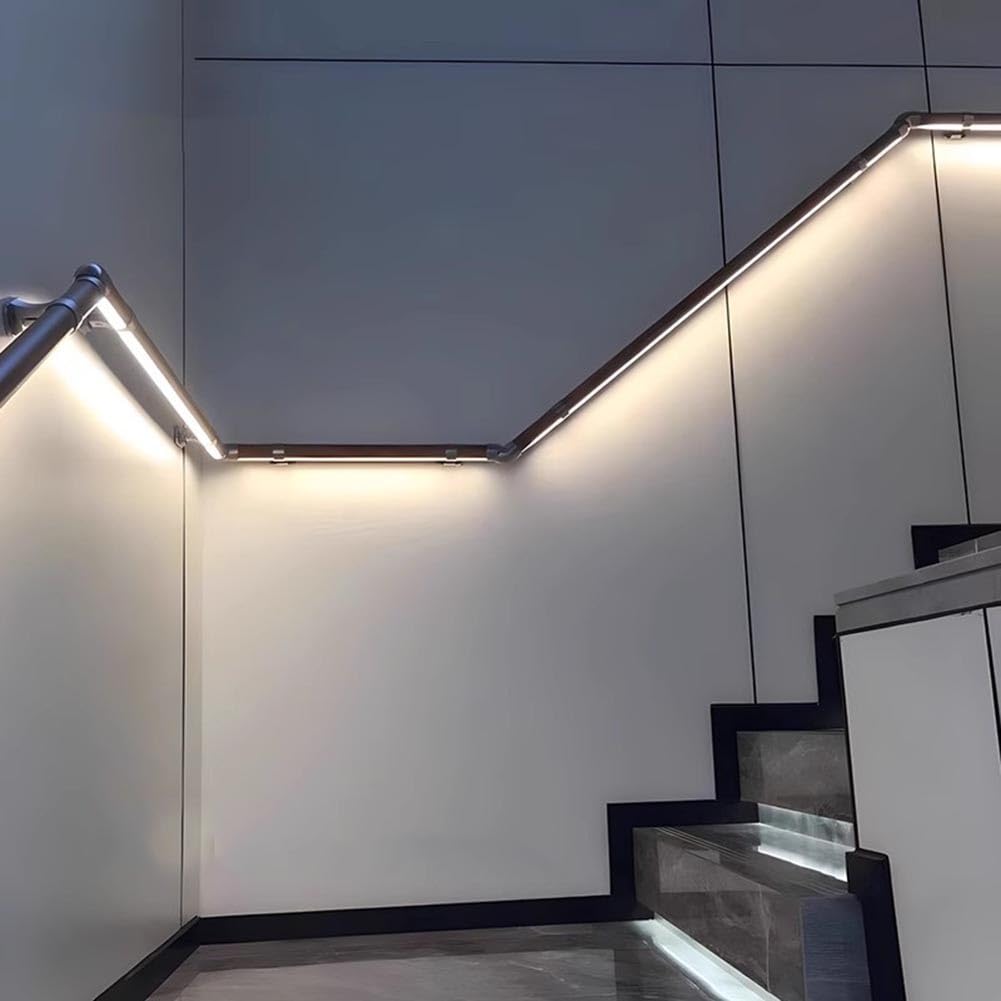 Main courante LED pour escalier et couloir avec éclairage intégré mural