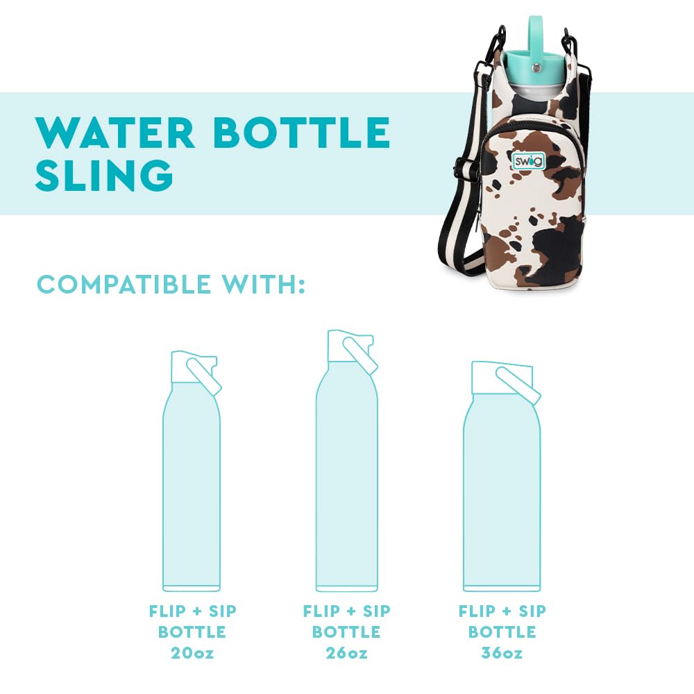 Swig Life Wasserflaschen-Tragetasche, Wasserflaschenhalter mit verstellbarem Riemen, Tragetasche mit Handyfach mit Reißverschluss, hält 1020 ml (Abschlagzeit)
