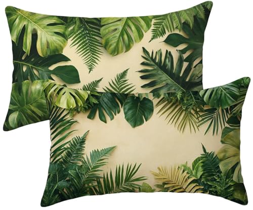Housse de coussin 40x70 vert lot de 2 imperméable pour canapé de jardin et salon k-633