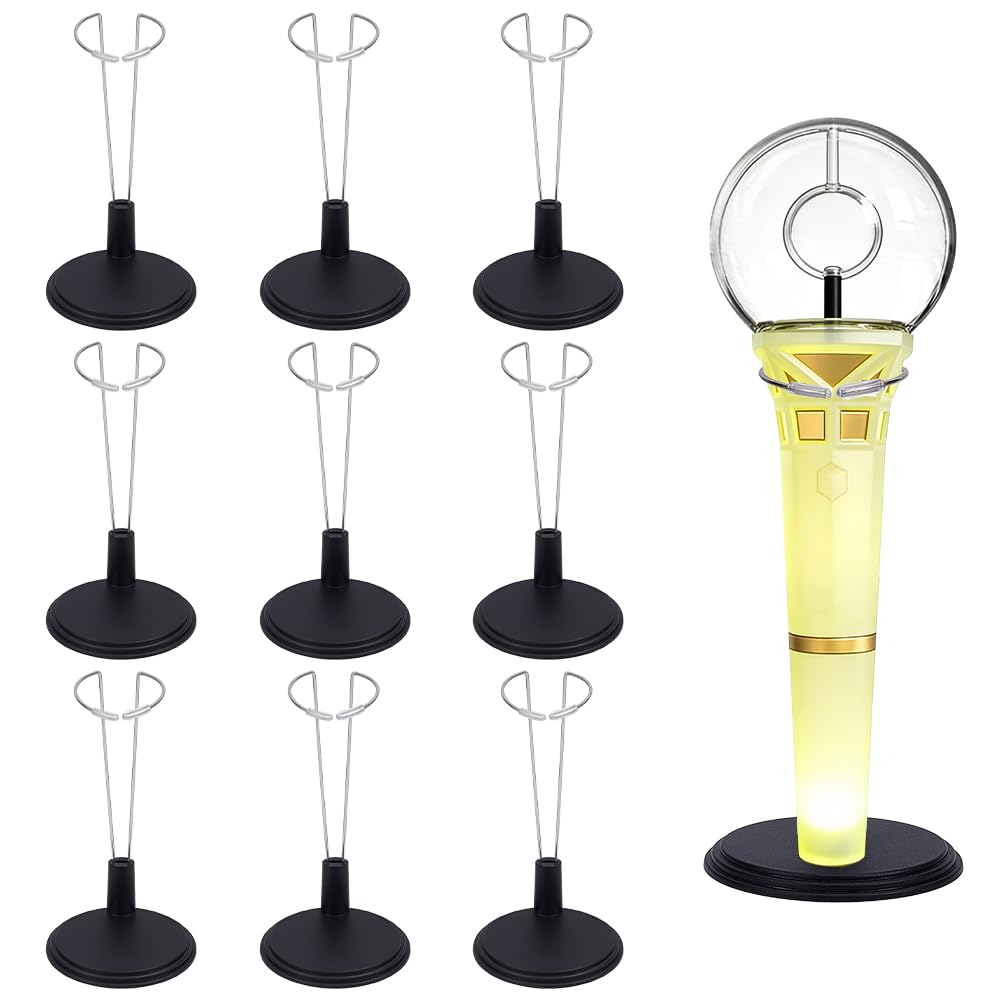 UNICRAFTALE 10 Ensembles Support Pour Lightstick Réglable Hauteur 7 9 cm Noir Rack De Rangement Support D'affichage En Plastique Pour Concert Étoile Et Présentation Poupée Mini Base 69.5x61 mm