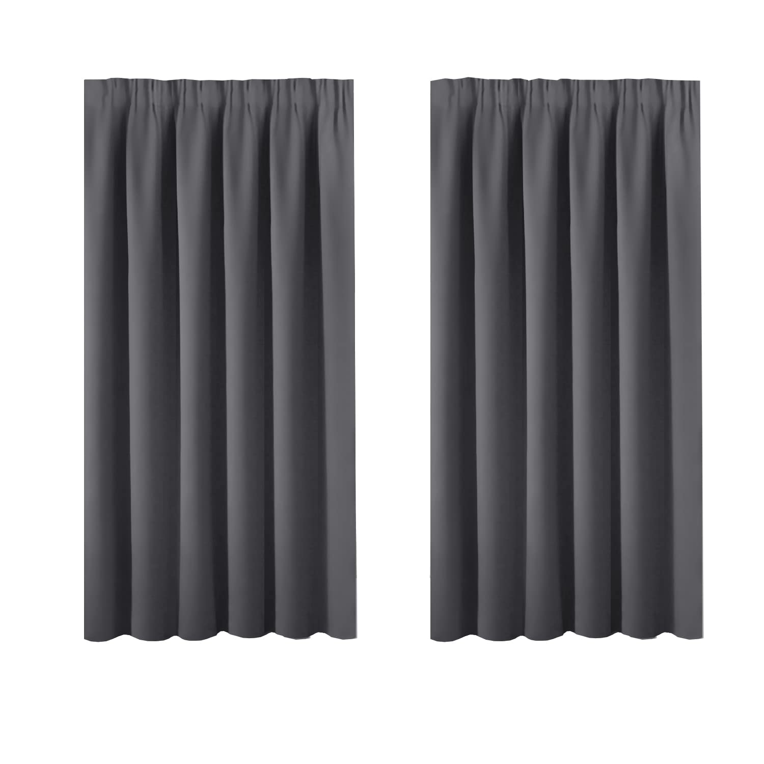 BellaHillsBlackout Curtains Pencil Pleat Bedroom Curtain Panel for Privacy Protected Thermal Insulated Window Treatment for Living Room 46 x 54 Inch, 2 Panels, Charcoal Grey