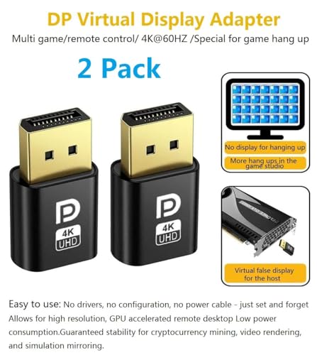 Image of 4K Displayport dp Dummy Plug Virtual Display Adapter EDID Headless Ghost Emulator Desktop Accessories for PC Graphics Video Card (Pack of 1)