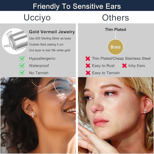 Moissanite Cross Earrings for Men Women, Sterling Silver Cross Stud Eearrings D Color VVSI Moissanite Stud Earrings Crucifix Jewelry Gift3