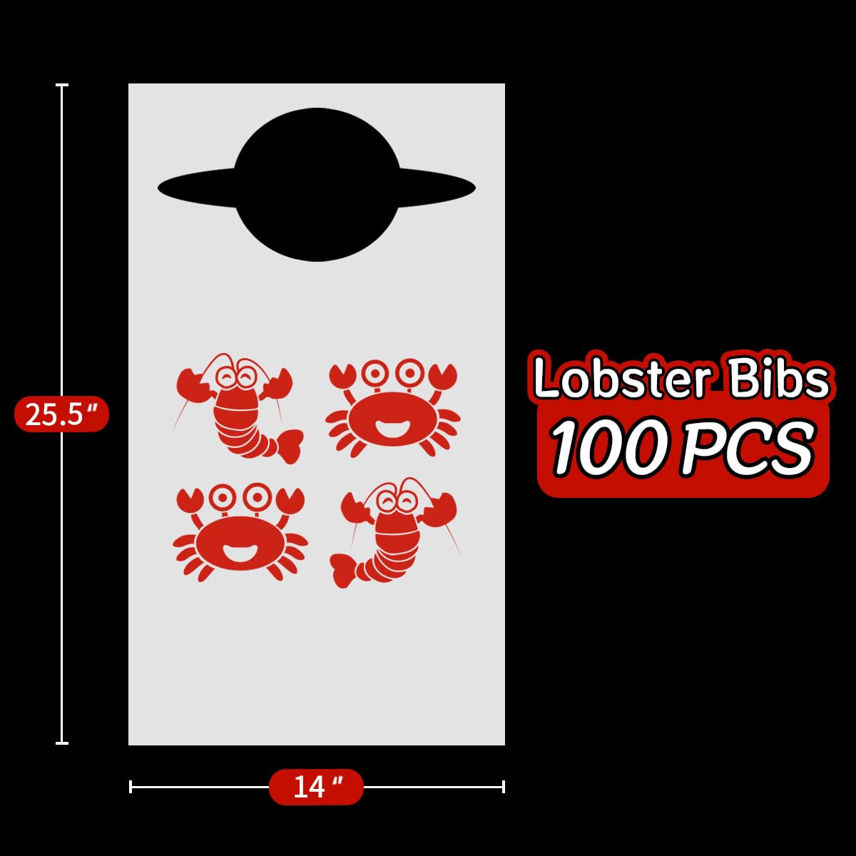 bloomoon 100 Pcs Disposable Lobster Bibs and 2 Pcs 108 x 54 inch Plastic Red Gingham Checkered Table cloths, Plastic Crab Bibs Disposable for Adult with Table covers, Seafood Boil Party Supplies