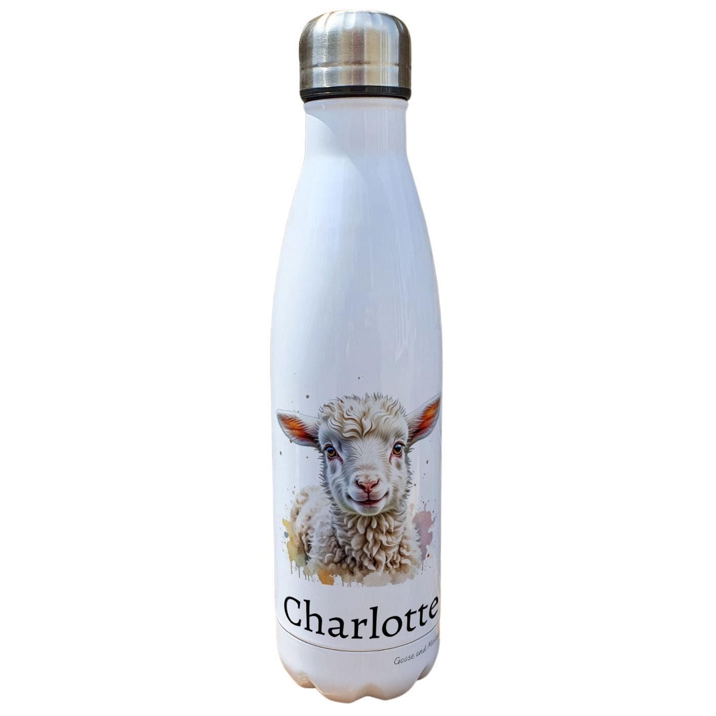 Personalised Sheep Water Bottle, Gift for Farm Animal Lover, Thank you present for Lamb Owner, Gym Bottle, Outdoor Lifestyle Bottle