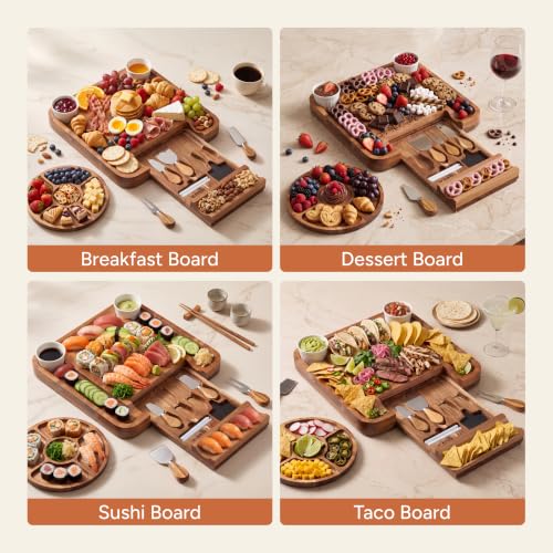 Image of SMIRLY Charcuterie Board Set with Serving Accessories, Acacia
