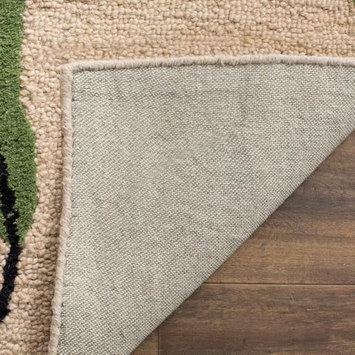 Image of Floral Pattern Wool Carpet with Loop Texture Yarn Anti Shedding Carpet Size 4x6 Feet A6 Beige & Multi Color