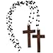 Produktbild com-four® 2X Rosenkranz Kette mit großem Kreuz aus Holz