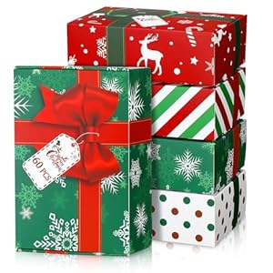 Tenceur 60 Pcs Christmas Gift Box with Lid Christmas Shipping Boxes Cardboard Xmas Holiday Boxes for Cookie Chocolate Dessert Small Business Packaging Mailing Mailers Home Supplies, 6 x 4 x 2 Inches