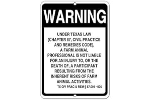 Animal Beware Sign for Home and Garden | Texas Law Farm Warning Sign