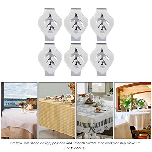 UPKOCH 6Pcs Titulares Forma de Folha de Aço Inoxidável Grampos Clips Toalha De Mesa Toalha de Mesa C
