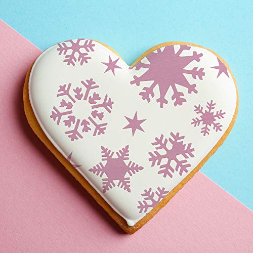 The Crafters Workshop Cookie Stencils For Decorating Or Airbrush, Food Safe Reusable Templates For Cakes, Cupcakes, Beverages And More, 10 Mil, 2 Pk, 5.5" X 5.5", Random Dots/Snowflakes #TOP4