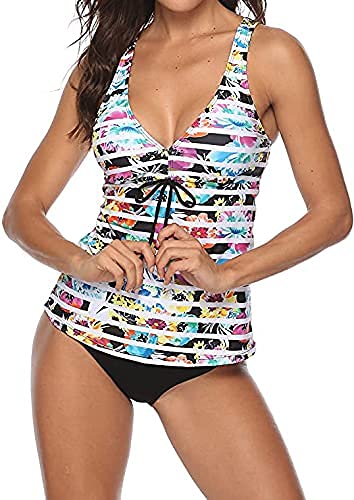 CKMKSA-Damen-Retro-Tankini-Set-Blumendruck-Gepolstert-Zweiteilig-Figuroptimizer-Bauchweg-Bademode-Groe-Gren