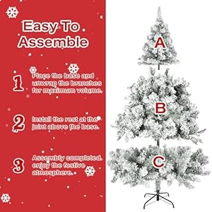 Incbruce 7ft artificial christmas tree xmas tree with 1000 branch tips flocked christmas tree with metal stable stand base for indoor and outdoor holiday decorationwhite  urban country home decor