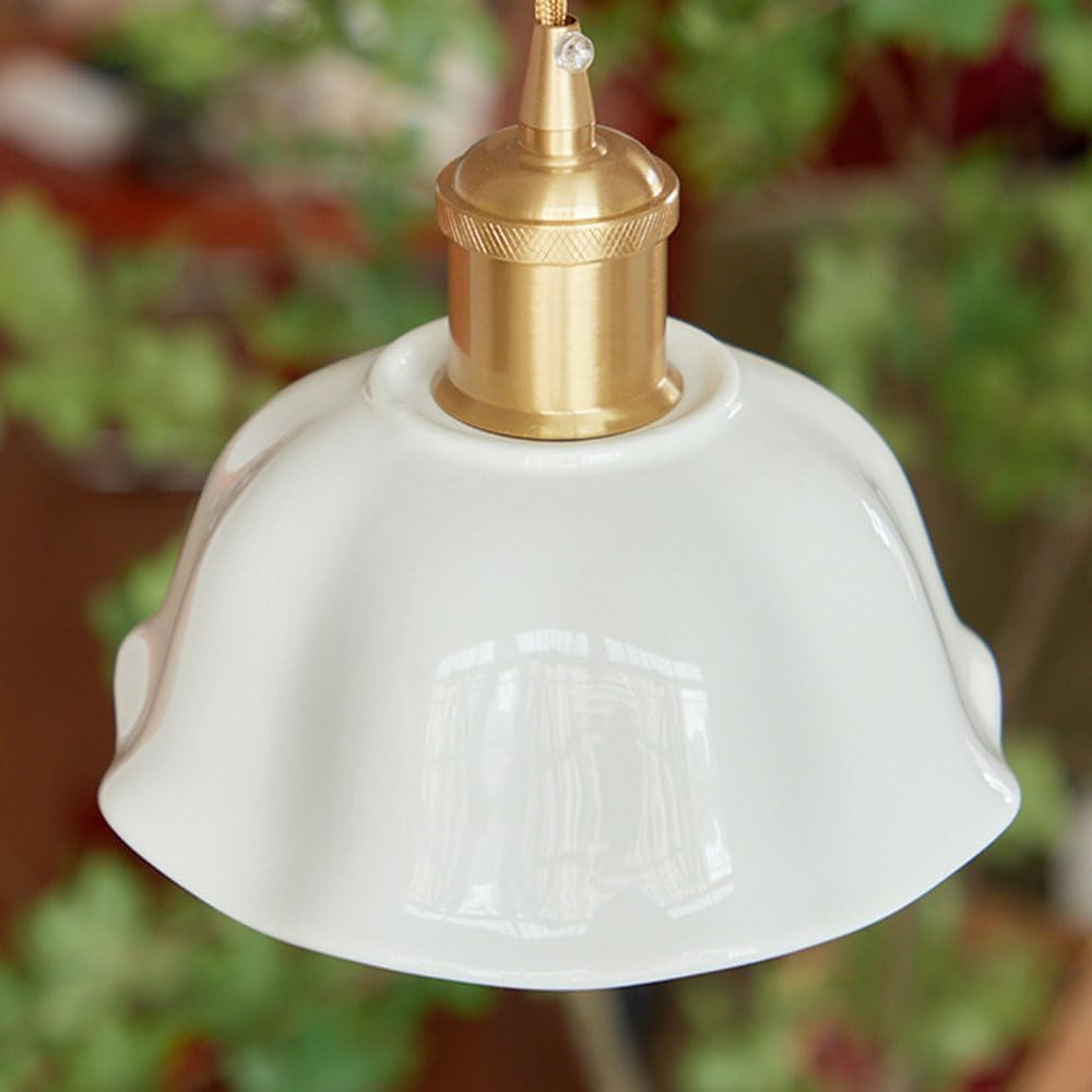 Wisząca Lampa Ceramiczna Z Połowy Wieku, Kwiat, Nowoczesna, Minimalistyczna, Biała, Wisząca Lampa, Wykończenie Mosiężne, łatwe W Czyszczeniu, Wisząca Lampa E27, Lampy Wiszące Adjus