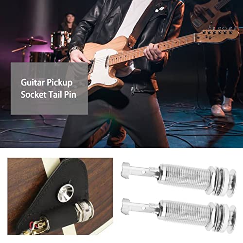 EMSea 2PCS Cylinder End Pin Output Jack 1/4 Inch 6.35mm Stereo Barrel Endpin Jack Socket for Guitar Bass Instruments Accessories Silver - Image 2