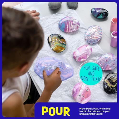 LAOESE 2 in 1 Rock Painting Art Kit - Glow in The Dark Pouring Rock Kit - Arts and Crafts for Kids Girls & Boys Ages 6-8, 8-12, Craft Paint Kits Creative Toys, Art Supplies Birthday Gift for Kids - Image 5