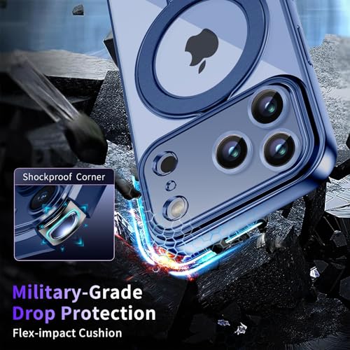 Image of Magnetic for iPhone 17 Pro Max Case with Invisible Stand[Compatible with MagSafe][Full Camera Lens Protector][Military Drop Protection] Shockproof Not Yellowing Clear Slim Soft for Women Men