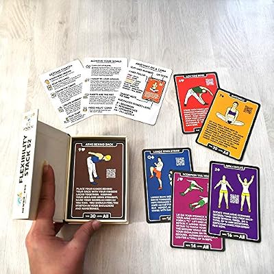 Stack 52 Flexibility Exercise Cards. Learn Static and Dynamic Stretches. Video Instructions Included. Perfect for Workout Warm Ups and Cooling Down. Increase Joint Range of Motion. (Updated Deck)