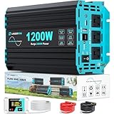 LANDERPOW 1200 Watt Pure Sine Wave Inverter, Power Inverter for Car, Camping, Solar, RV, Truck, Home, 12V DC to 120V AC Inverters with 3 AC Outlet, 30W USB-C, 5V 3.1A USB, Remote Control, Surge 2400W