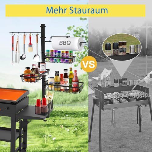 Grill-Caddy für Blackstone Grill zubehör, Grillzubehör mit Papierhandtuchhalter, Outdoor-Küchenzubehör für Camper, Grillzubehör, Organizer, Geschenke Geburtstagsgeschenk für Männer Papa 4