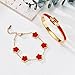 fekang H Bangle & Clover Bracelet for Women - Stainless Steel Fashion Jewelry - 18K Gold Plated H Bangle and Lucky Five Leaf Clover Bracelet - Elegant Bracelets Set - Gift for Women (Gold-Red Set)