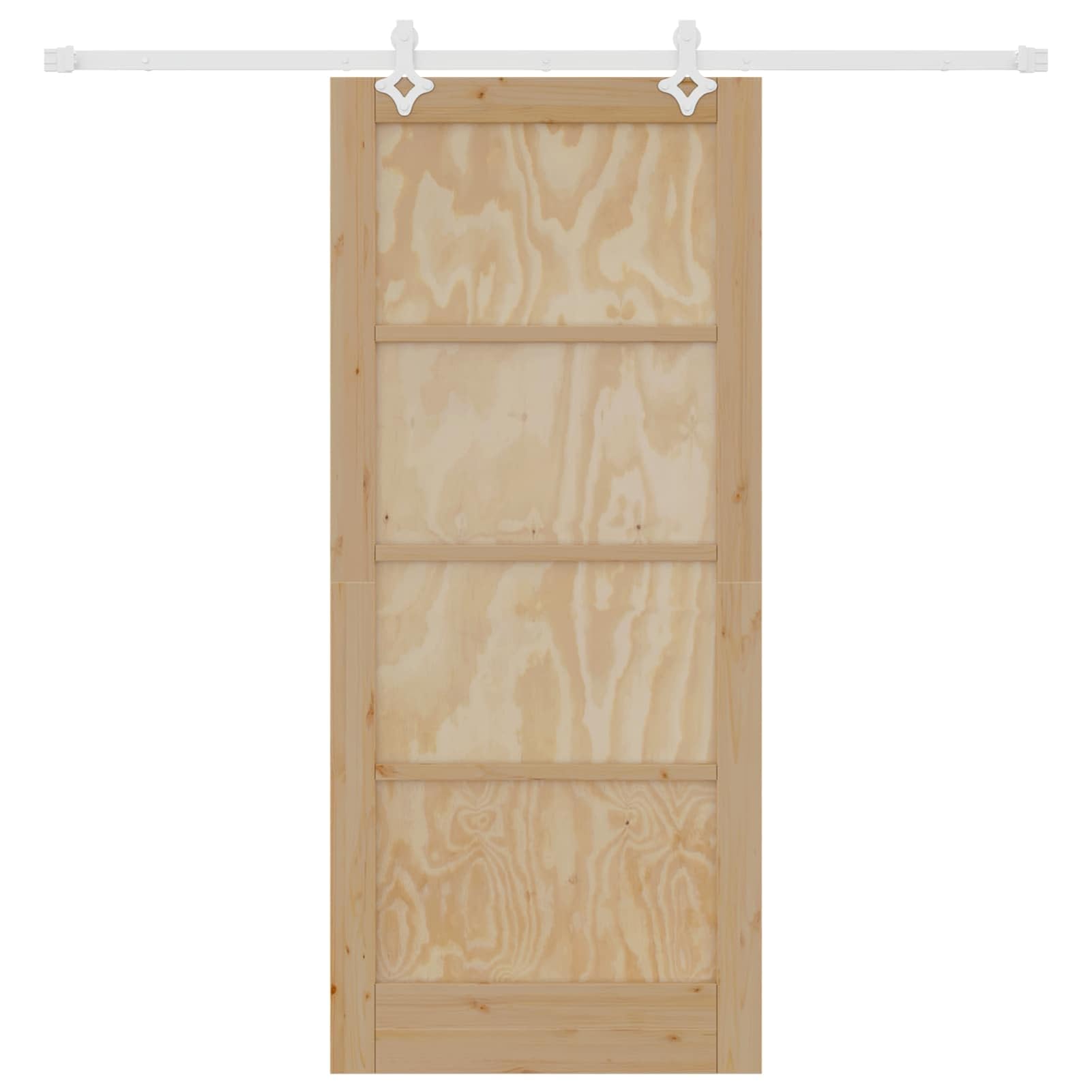 Schiebetür aus massivem Kiefernholz, 86 x 198,5 cm, platzsparendes Design, mit oberer Laufschiene, für Innenräume, natürliche und weiße Optik