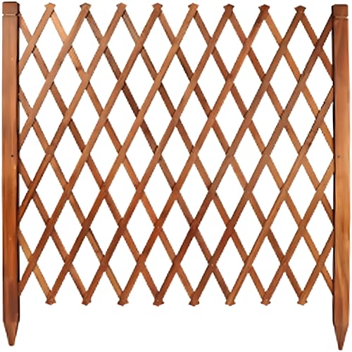 Treillis Jardin en Bois Extensible | Clôture Décorative avec Piquets pour Potager/Cour | Facile à Installer, Largeur Réglable & Résistant aux Intempéries