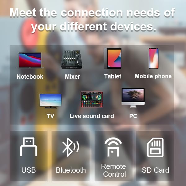 RECK 6000W P.M.P.O Stereo 15-inch Powered PA Speaker System DJ Combo Set, 4 Line Array Speakers and Two 15 inch Subwoofers with Bluetooth/USB/SD Card/Remote Control for Party DJ Wedding Meeting