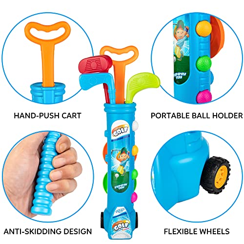 Liberry Kids Golf Clubs Set, Golf Toy With 1 Golf Cart, 3 Golf Clubs, 2 Practice Holes, 2 Golf Tees & 6 Balls, Early Educational, Outdoors Exercise Toy For Kid Ages 3 4 5 Years Old, Boys & Girls #TOP2