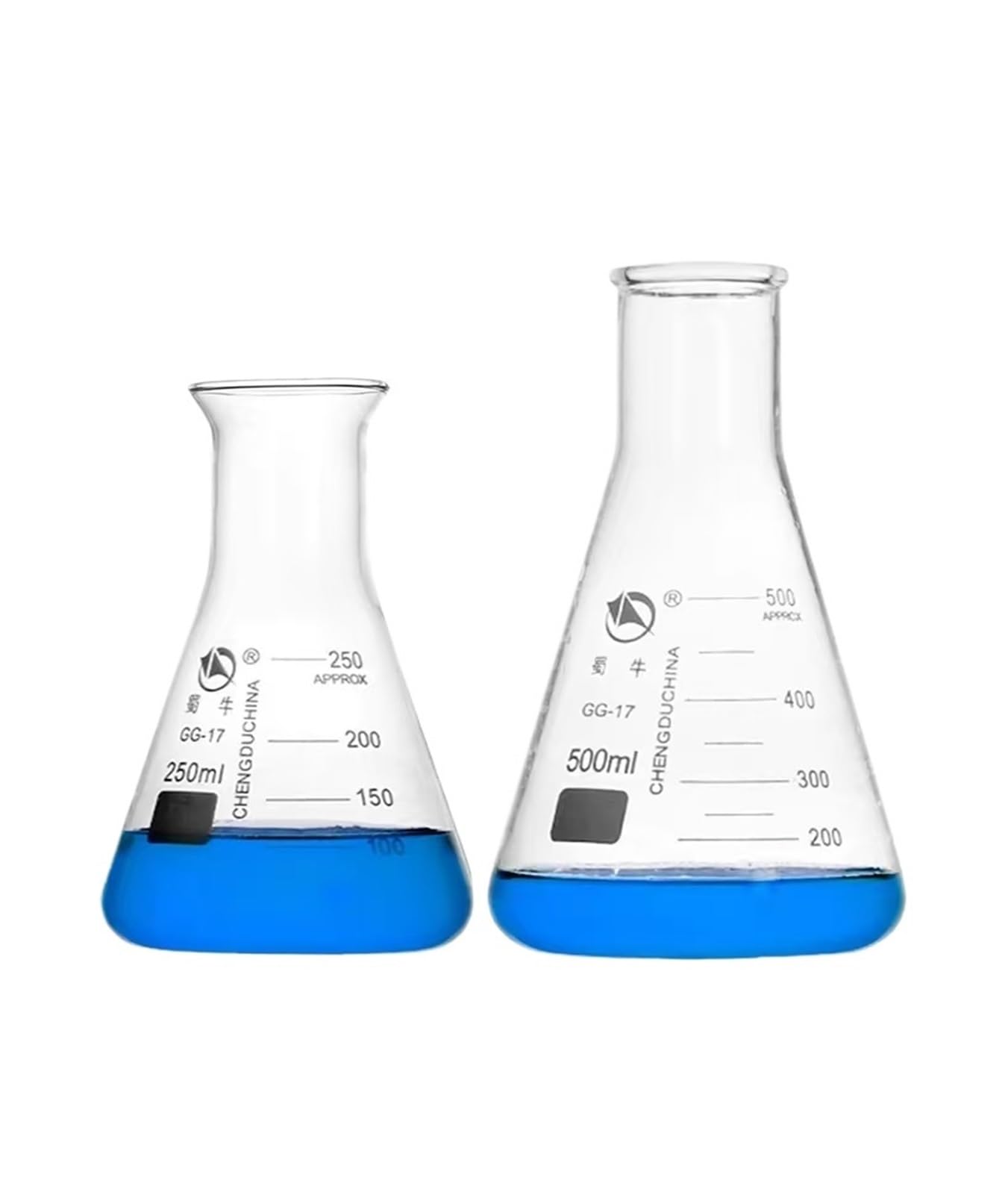 Matraz Erlenmeyer de Vidrio Grueso, matraz cónico de Laboratorio, Vidrio medidor de Resistencia a Altas temperaturas de borosilicato 3,3(1 Set for All 10pcs)