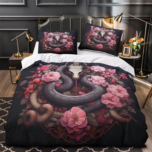 Housse de couette serpent 3D lit double 220x240 imprimé animal - 5