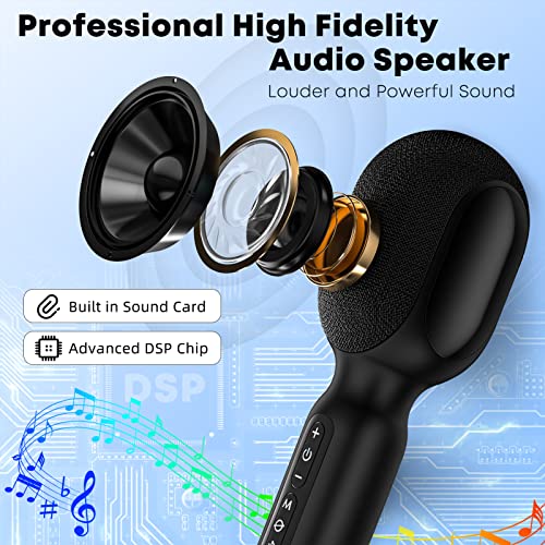 Wireless Bluetooth Karaoke Microphone, 5-In-1 Portable Handheld Mic Speaker With Dynamic Rgb Lights, Mini Karaoke Machine For Car Travel Home Party, Music Recording, Duet Singing, Gift For Kids Adults #TOP1