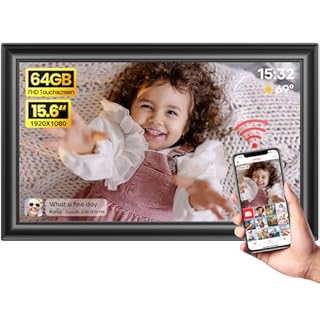 64GB 15.6" Frameo Digital Picture Frame WiFi, Large Electronic Photo Frames 1920 x 1080 IPS FHD Touch Screen, Send Photos from Your Phone from Anywhere, Best Gifts for Parents and Grandparents