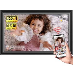 64GB 15.6″ Frameo Digital Picture Frame WiFi, Large Electronic Photo Frames 1920 x 1080 IPS FHD Touch Screen, Send Photos from Your Phone from Anywhere, Best Gifts for Parents and Grandparents