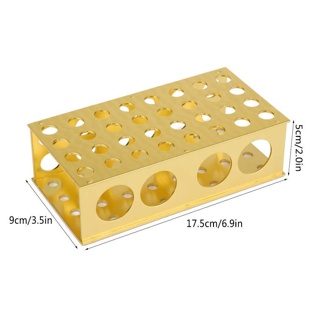 Soporte para tubos de ensayo de aluminio dorado 8x12, 3x18, 30 mm diámetro del orificio
