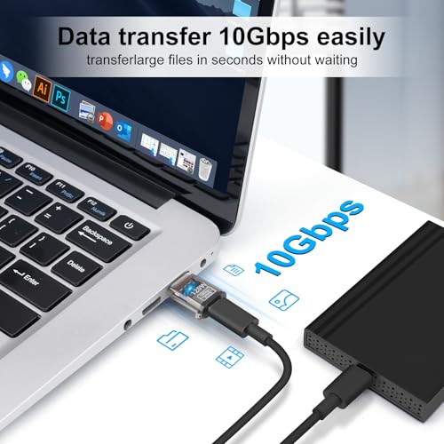 leizhan 120W USB-A zu USB-C OTG (2 Pack) für schnelles Laden, Kopfhöreranschluss und Datenübertragung 3 in 1 - Transparent Schwarz