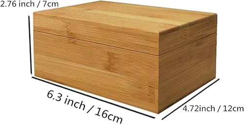Miniatura 3 de Zhou Caja de almacenamiento natural de bambú con tapa, caja de regalo de madera sin pintar (6.3 x 4.72 x 2.76 pulgadas)