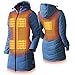 Victoria Women’s Long Puffer Heated Jacket - 9 hrs of Heat | 5 Heat Zones | with Battery & Charger | Machine Washable | All Day Warmth | L