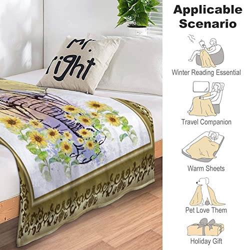 Elephant And Sunflower Blanket, Soft Fluffy Flannel Plush Throw Blanket , Cozy Blankets For Bed, Couch, Sofa, Travel And Outdoor 50"X40" Inches #TOP6