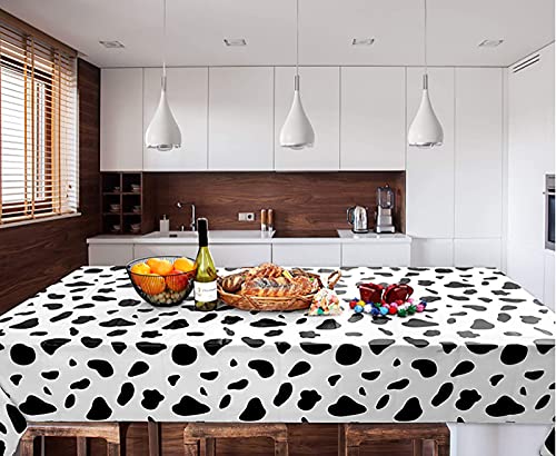 2 Pcs Disposable Black And White Cow Print Plastic Tablecloth, 108 Inch X 54 Inch Ractangle Tablecover, For Party, Dance And Picnic (Black White Cow Print, 2) #TOP6