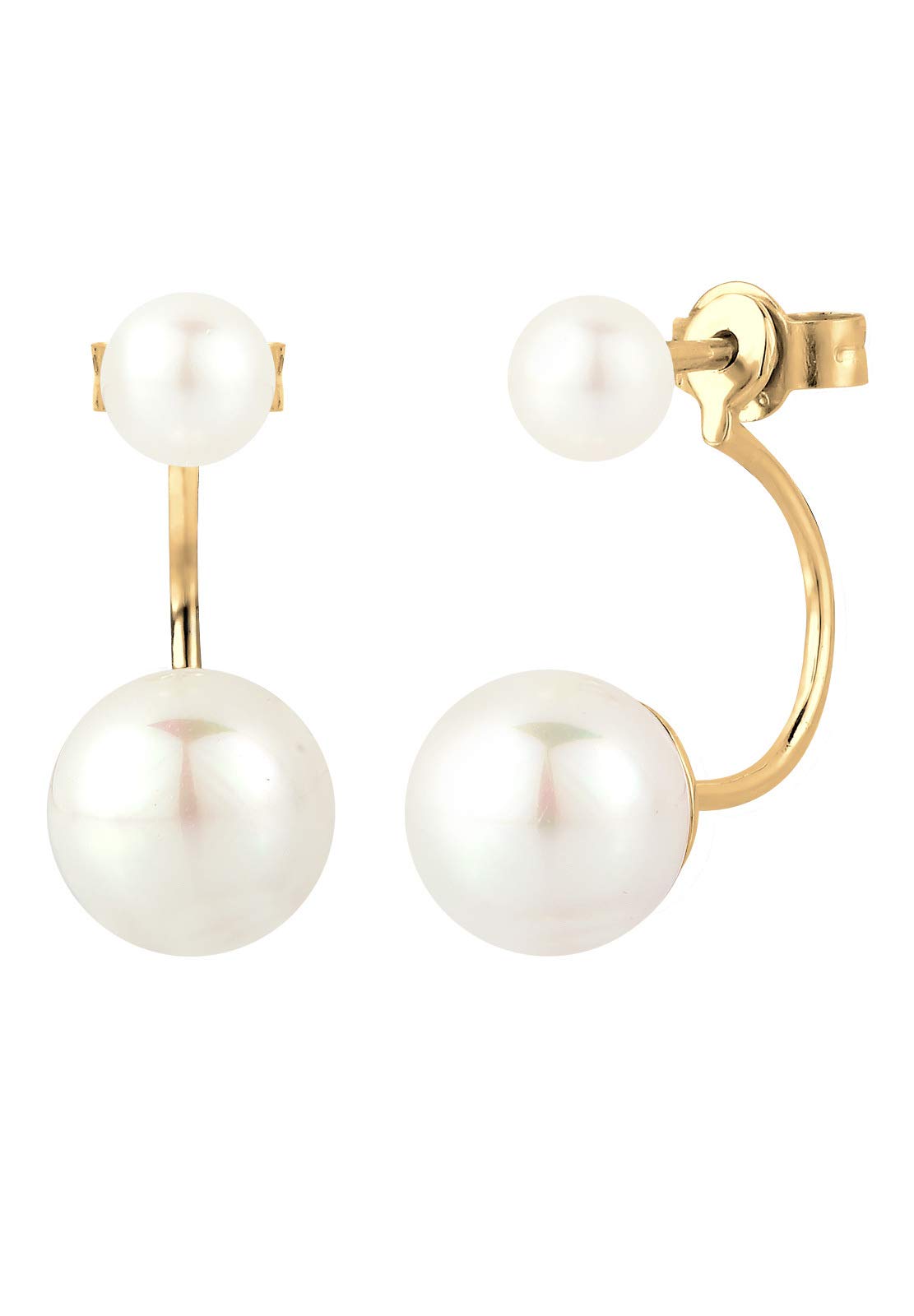 Elli Orecchini Pendenti In Argento 925 Con Zirconia Cubica E Perle D'Acqua Dolce - Eleganti A Cerchio