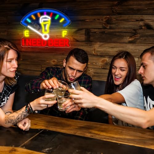 Image of I Need Beer Neon Sign for Wall Decor Dimmable Beer LED Light Beer Dashboard Bar Neon Light for Man Cave Bar Pub Party Restaurant Christmas Birthday Gift Art Size13.6 * 12.5(WZCP020)