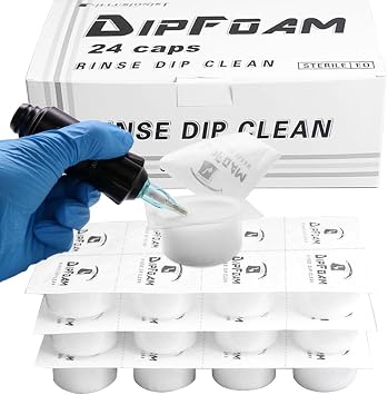 24PCS Tattoo Needle Cleaning Cup Tattoo Ink Caps With Sponge For Cartridge Needle Dip Foam Cups And Tip Rinse