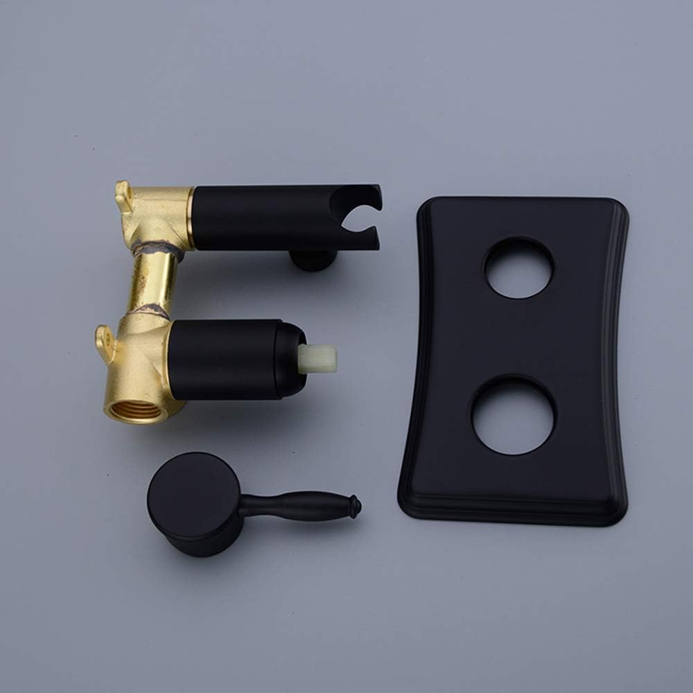 Bidet Sprayer for Toilet Dual Function Cloth Diaper Washer Set Brass Wall Mounted Hand Held Bidet Spray Kit with Shower Hose, Cold and Hot Water for Personal Hygiene,Brus-Black-A
