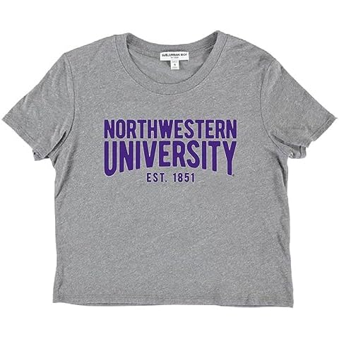Suburban Riot Northwestern University Official Established Spirit Dylan Women's Short Sleeve Crop Top (Medium) Athletic Heather Cover